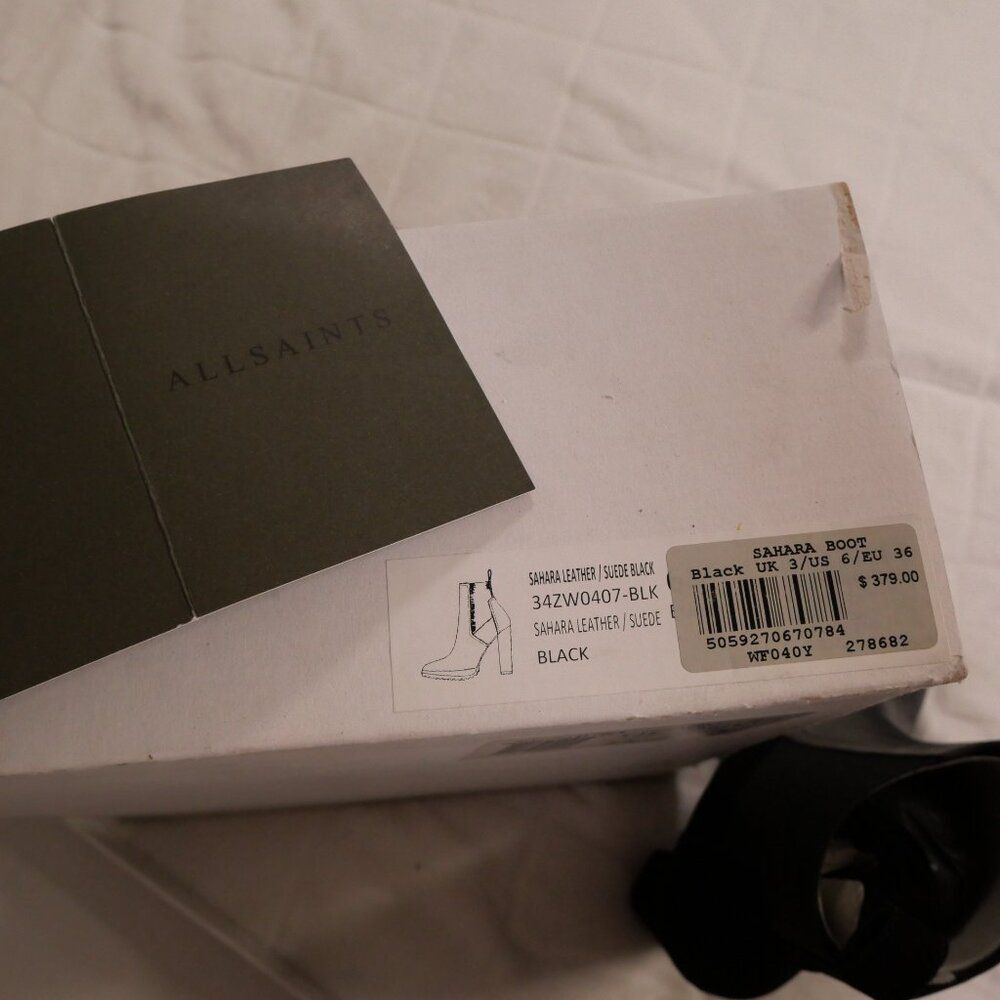 AllSaints Sahara Boot LEATHER BLACK NIB Size 6 All Saints - Picture 10 of 12